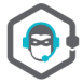 why choose us grey hexagon icon with a person using a headset phone system